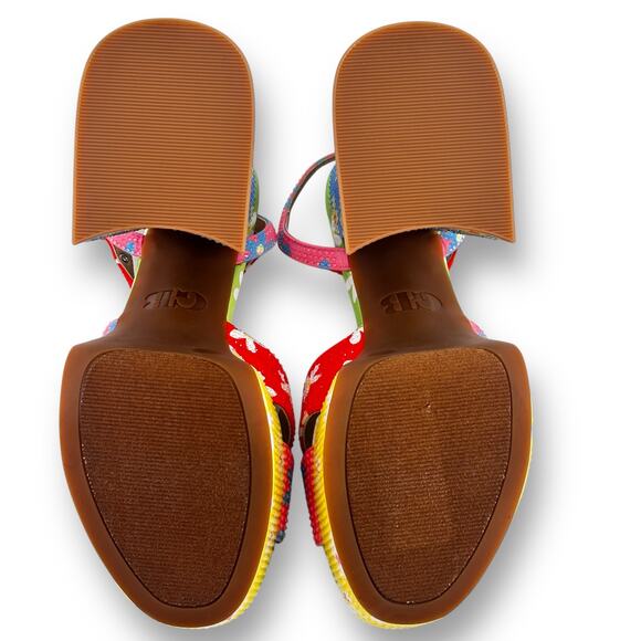 GB Ulti-Mate Floral Rainbow Rhinestone Platform Sandals Size 6 Y2K Throwback - Picture 9 of 12